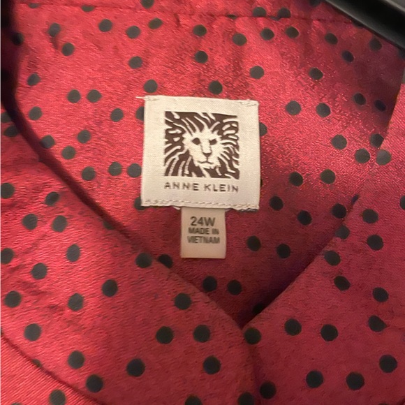 Anne Klein. Formal Blazer Jacket. Worn to 1 black-tie. Sz 24. Crimson w/dots - Picture 3 of 3